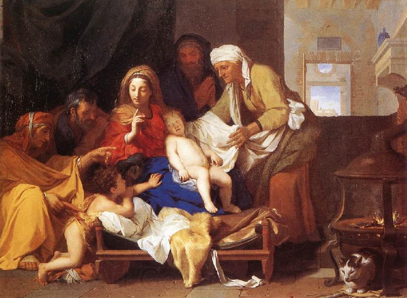 LE BRUN, Charles Holy Family with the Adoration of the Child s Germany oil painting art
